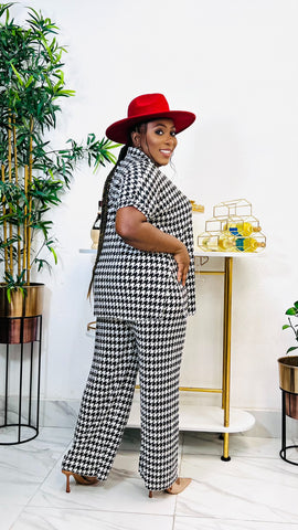 BRIE HOUNDSTOOTH PLISSE CHILL 2PIECE SET BRIE HOUNDSTOOTH PLISSE CHILL 2PIECE SET