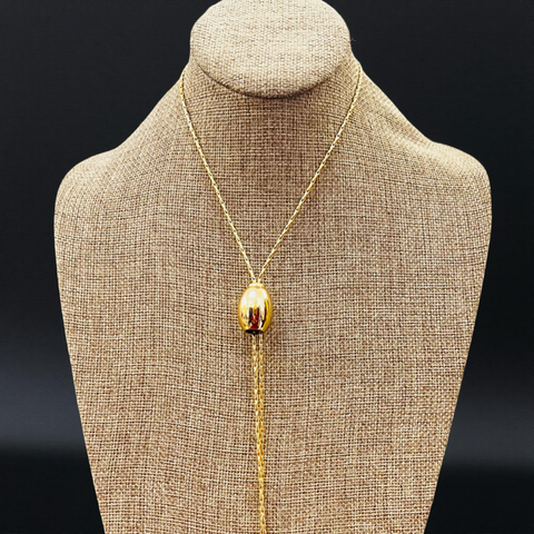 Golden Sphere Drawstring Drop Necklace Golden Sphere Drawstring Drop Necklace