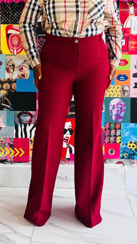 MISS PROFESSIONAL BOOTCUT STRUCTURED TAILORED PANT
 (Burgundy)