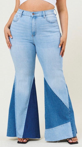 Norma Color Block Denim Jeans Pants