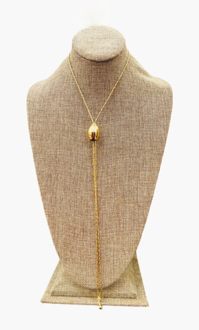 Golden Sphere Drawstring Drop Necklace Golden Sphere Drawstring Drop Necklace