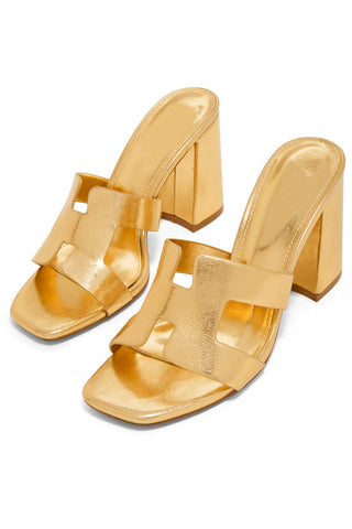 SAYER WOMENS CHUNKY HEELS MULES (Gold) SAYER WOMENS CHUNKY HEELS MULES (Gold)