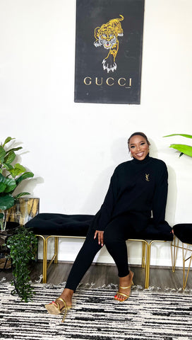 Arman Sleek 3 Piece Turtle Neck Sweater Set (Black) Arman Sleek 3 Piece Turtle Neck Sweater Set (Black)