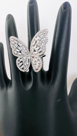 BUTTERFLY ZIRCONIA BOLD RING (Silver)
