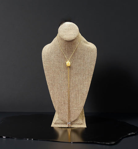 Geometric Gold Drawstring Matte Ball Drop Necklace Geometric Gold Drawstring Matte Ball Drop Necklace