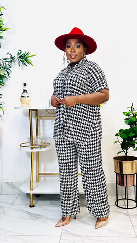 BRIE HOUNDSTOOTH PLISSE CHILL 2PIECE SET BRIE HOUNDSTOOTH PLISSE CHILL 2PIECE SET