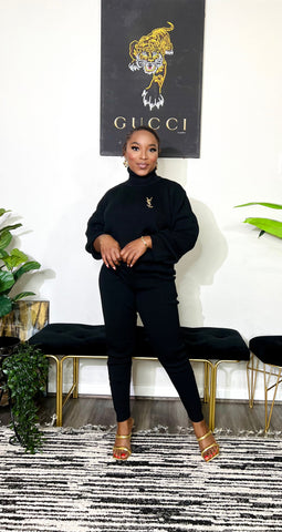 Arman Sleek 3 Piece Turtle Neck Sweater Set (Black) Arman Sleek 3 Piece Turtle Neck Sweater Set (Black)