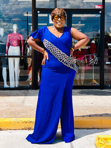 ROYALE SILVER EMBELLISHED SLANT DETAILED TOP (Royal blue) ROYALE SILVER EMBELLISHED SLANT DETAILED TOP (Royal blue)