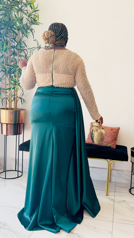 KIMMEL STONES & PEARL MESH SATIN MIX OCCASION DRESS KIMMEL STONES & PEARL MESH SATIN MIX OCCASION DRESS