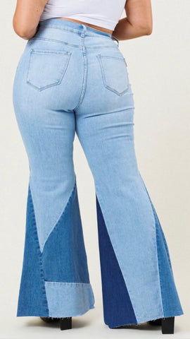 Norma Color Block Denim Jeans Pants
