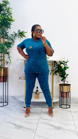 GLADYN SOFT DENIM WASH 2 PIECE SET GLADYN SOFT DENIM WASH 2 PIECE SET