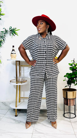 BRIE HOUNDSTOOTH PLISSE CHILL 2PIECE SET BRIE HOUNDSTOOTH PLISSE CHILL 2PIECE SET
