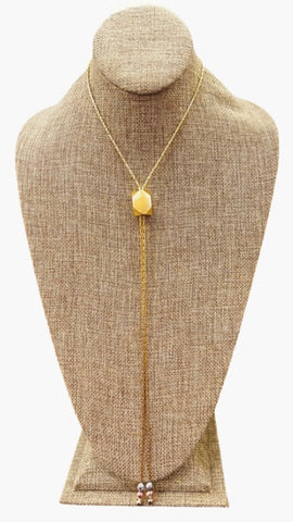 Geometric Gold Drawstring Matte Ball Drop Necklace Geometric Gold Drawstring Matte Ball Drop Necklace
