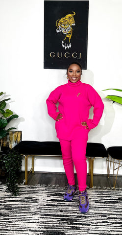 Arman Sleek 3 Piece Turtle Neck Sweater Set (Pink) Arman Sleek 3 Piece Turtle Neck Sweater Set (Pink)