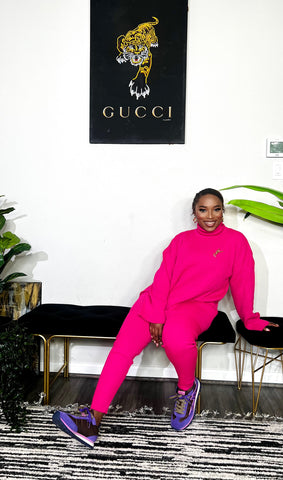 Arman Sleek 3 Piece Turtle Neck Sweater Set (Pink) Arman Sleek 3 Piece Turtle Neck Sweater Set (Pink)