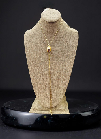 Golden Sphere Drawstring Drop Necklace Golden Sphere Drawstring Drop Necklace