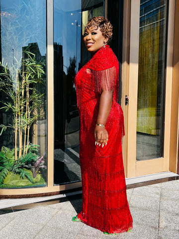 CARDI EXCLUSIVE LUXURY VINTAGE DRESS (Red) CARDI EXCLUSIVE LUXURY VINTAGE DRESS (Red)