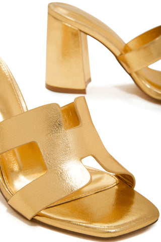 SAYER WOMENS CHUNKY HEELS MULES (Gold) SAYER WOMENS CHUNKY HEELS MULES (Gold)