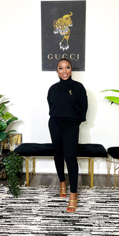 Arman Sleek 3 Piece Turtle Neck Sweater Set (Black) Arman Sleek 3 Piece Turtle Neck Sweater Set (Black)