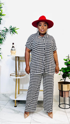 BRIE HOUNDSTOOTH PLISSE CHILL 2PIECE SET BRIE HOUNDSTOOTH PLISSE CHILL 2PIECE SET