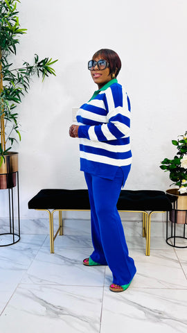 FABIEENE BOLD STRIPES KNIT SWEATER 2 PIECE SET FABIEENE BOLD STRIPES KNIT SWEATER 2 PIECE SET