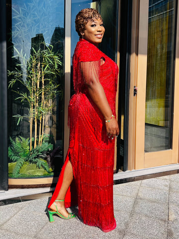 CARDI EXCLUSIVE LUXURY VINTAGE DRESS (Red) CARDI EXCLUSIVE LUXURY VINTAGE DRESS (Red)