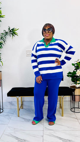 FABIEENE BOLD STRIPES KNIT SWEATER 2 PIECE SET FABIEENE BOLD STRIPES KNIT SWEATER 2 PIECE SET