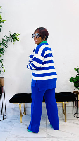 FABIEENE BOLD STRIPES KNIT SWEATER 2 PIECE SET FABIEENE BOLD STRIPES KNIT SWEATER 2 PIECE SET