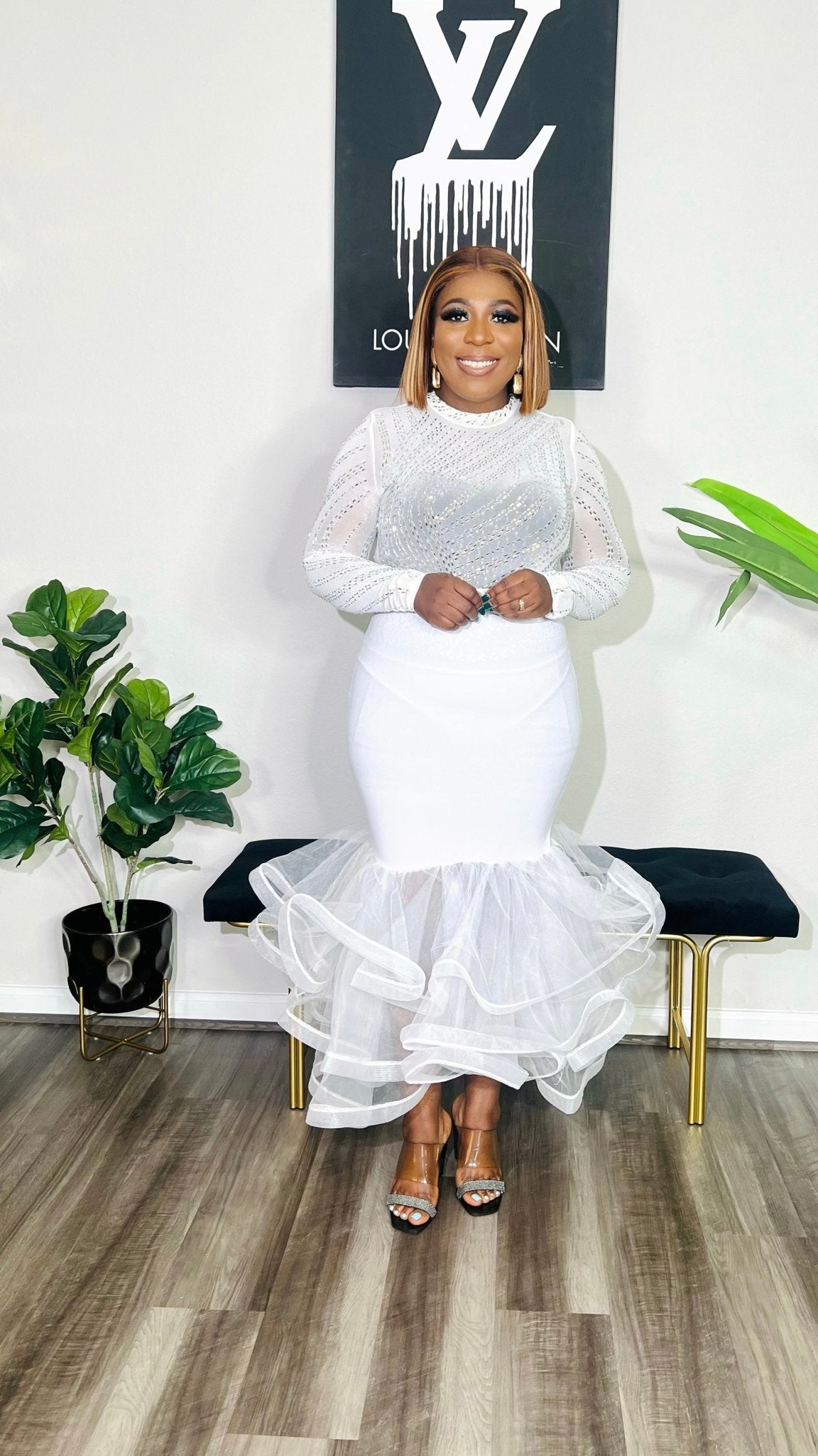 emprada dresses Paxe Black Embellished Side Slit Maxi Dress Styled and ready EMPRADA TULLE MIDI SKIRT(white) Large