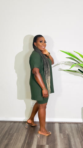 CUTTIE 2PC V-NECK SHORTS LOUNGE SET(Olive) CUTTIE 2PC V-NECK SHORTS LOUNGE SET(Olive)