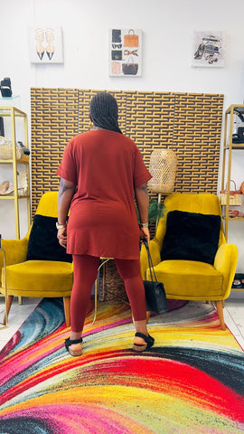 CUTEST 2PC ROUND NECK LOUNGE SET (Dark Rust) CUTEST 2PC ROUND NECK LOUNGE SET (Dark Rust)