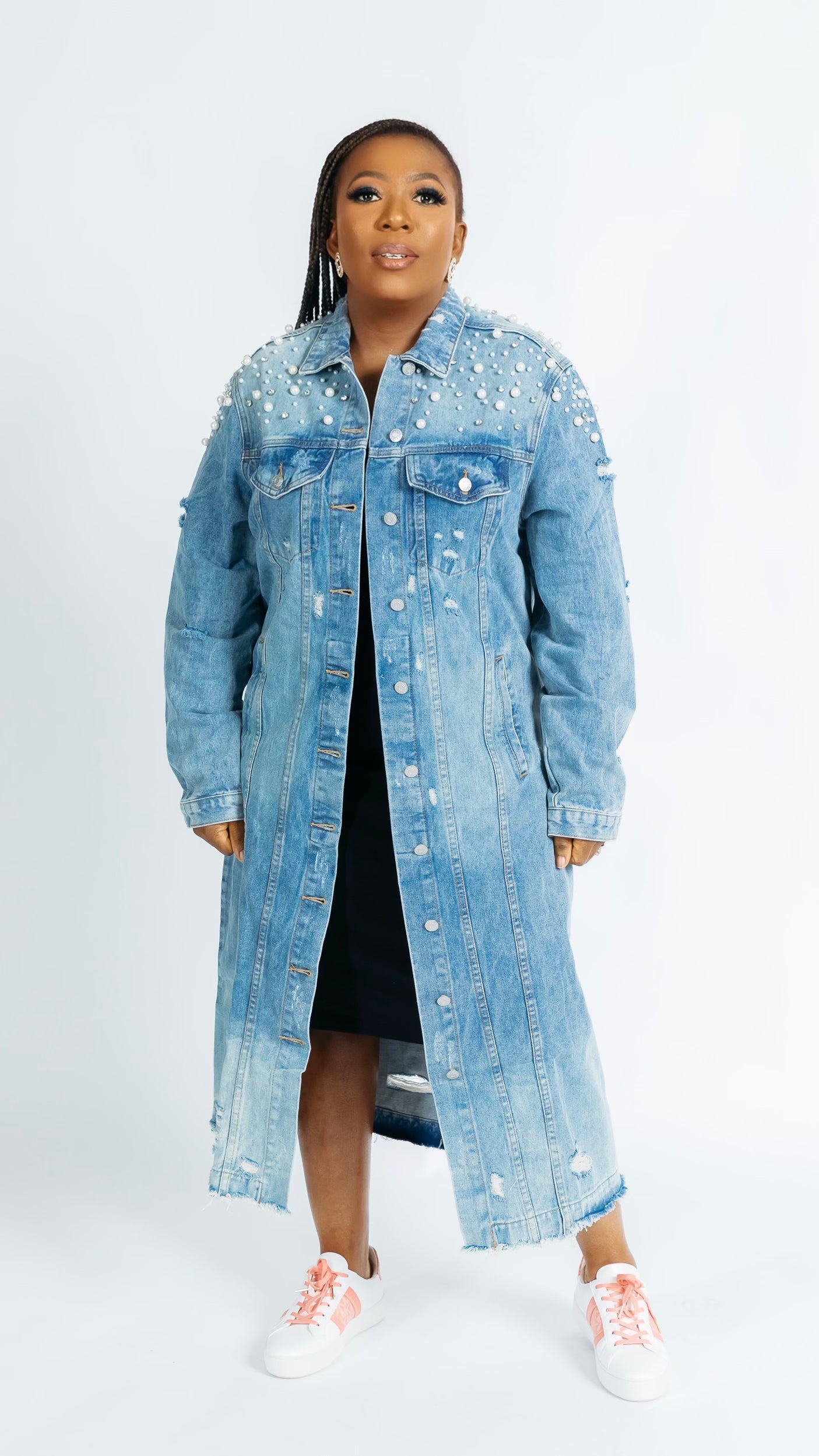 Plus longline outlet denim jacket