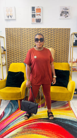 CUTEST 2PC ROUND NECK LOUNGE SET (Dark Rust) CUTEST 2PC ROUND NECK LOUNGE SET (Dark Rust)