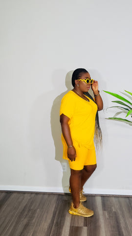 CUTTIE 2PC SHORTS V-NECK LOUNGE SET(Neon Yellow) CUTTIE 2PC SHORTS V-NECK LOUNGE SET(Neon Yellow)