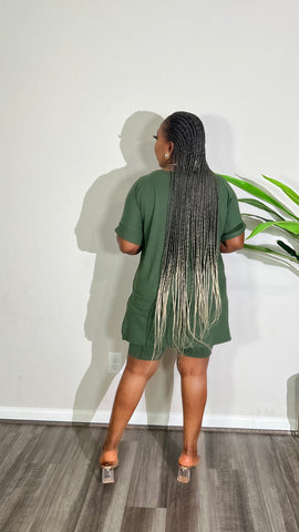 CUTTIE 2PC V-NECK SHORTS LOUNGE SET(Olive) CUTTIE 2PC V-NECK SHORTS LOUNGE SET(Olive)