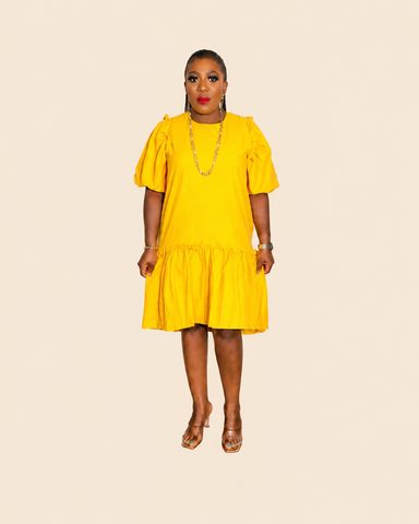DOLLED UP PUFF SLEEVE DRESS