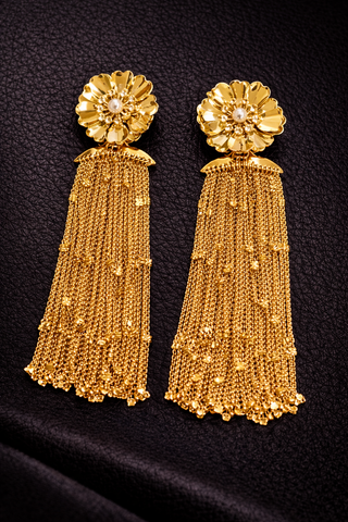Velour Bloom Tassel Earrings