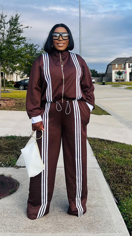 The ZARIA Stripe Luxe Set (Brown)