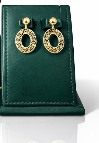 REKIA 3-TONE LASER COIN NECKLACE & EARRINGS SET