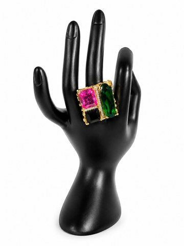 SOLARA Mosaic Cocktail Statement Ring