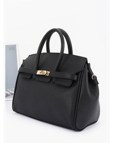 AMILA LUXE TOP HANDLE SATCHEL BAG (Black)