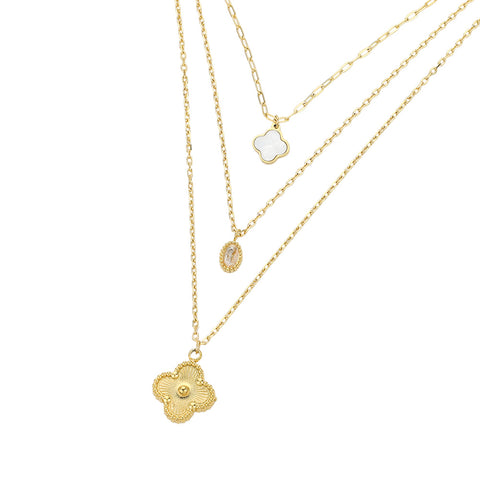 Midas Gold Stainless Steel Clove Pendant Layered Necklace (Non Tarnish)