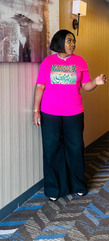 AMORE Embellished Graphic Tee (Pink)