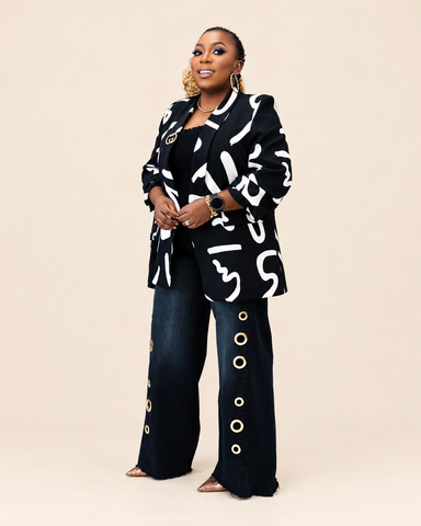Vivid Strokes Abstract Oversized Blazer
