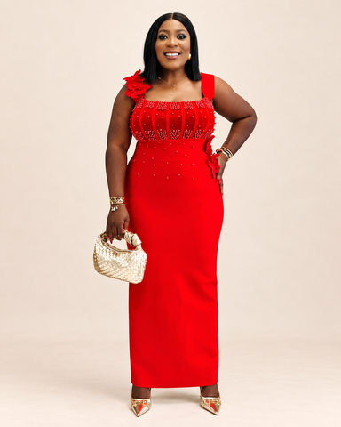 Arlisse Embellished Floral Maxi Dress