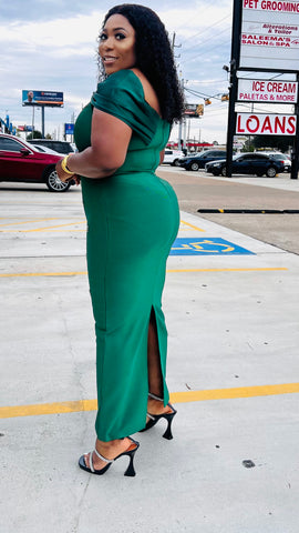 ELARA EMBELLISHED DRAPE BANDAGE DRESS – Emerald