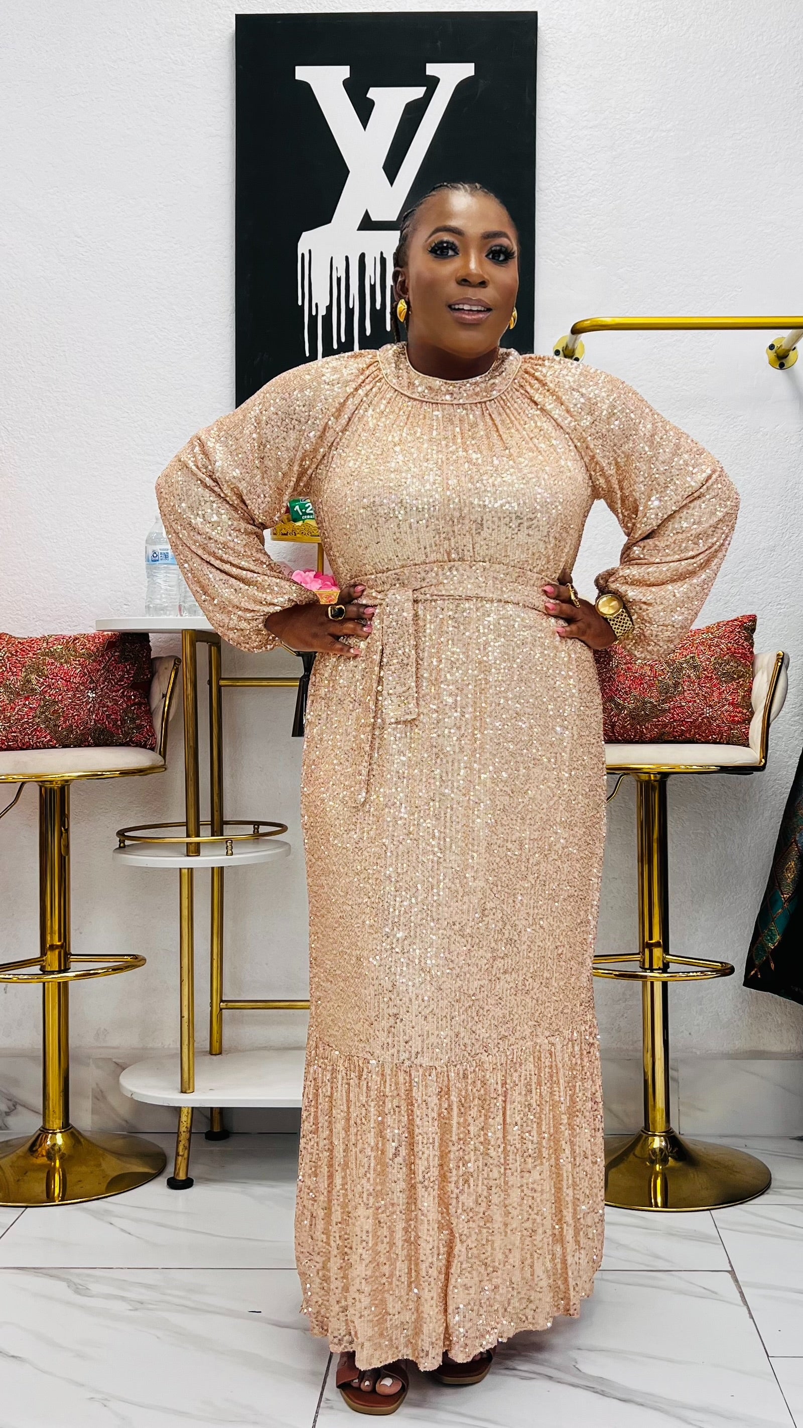 Emerelle Sequin Maxi Dress- Rose Gold styletittudeapparelusa Emerelle Sequin Maxi Dress- Rose Gold styletittudeapparelusa