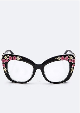 HAVANA FLORAL CLEAR SUNGLASSES
