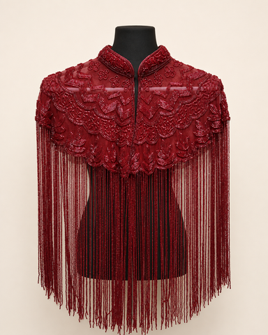OPULENCE VINTAGE BEADED TASSEL CAPE TOP