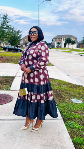 The Duchess Noir Luxe Polkadot Dress